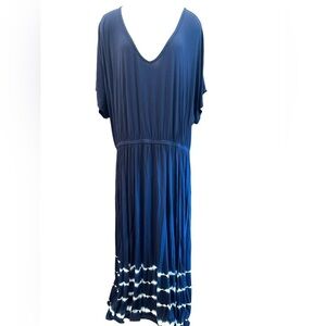 Lane Bryant Women's Dress Size 26/28 Blue w/White Striping Maxi Short Sleeve